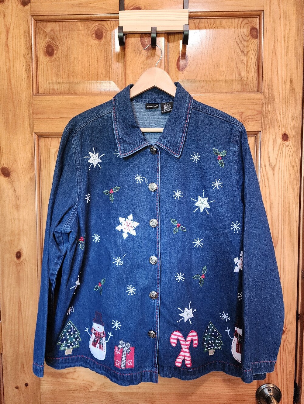 NorthCrest Denim Christmas Themed Jacket, Size 18/20